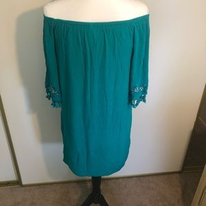 Xhilaration Dresses - Boho turquoise tunic off the shoulder floral Xhilaration Dresses - Boho turquoise tunic off the shoulder floral
